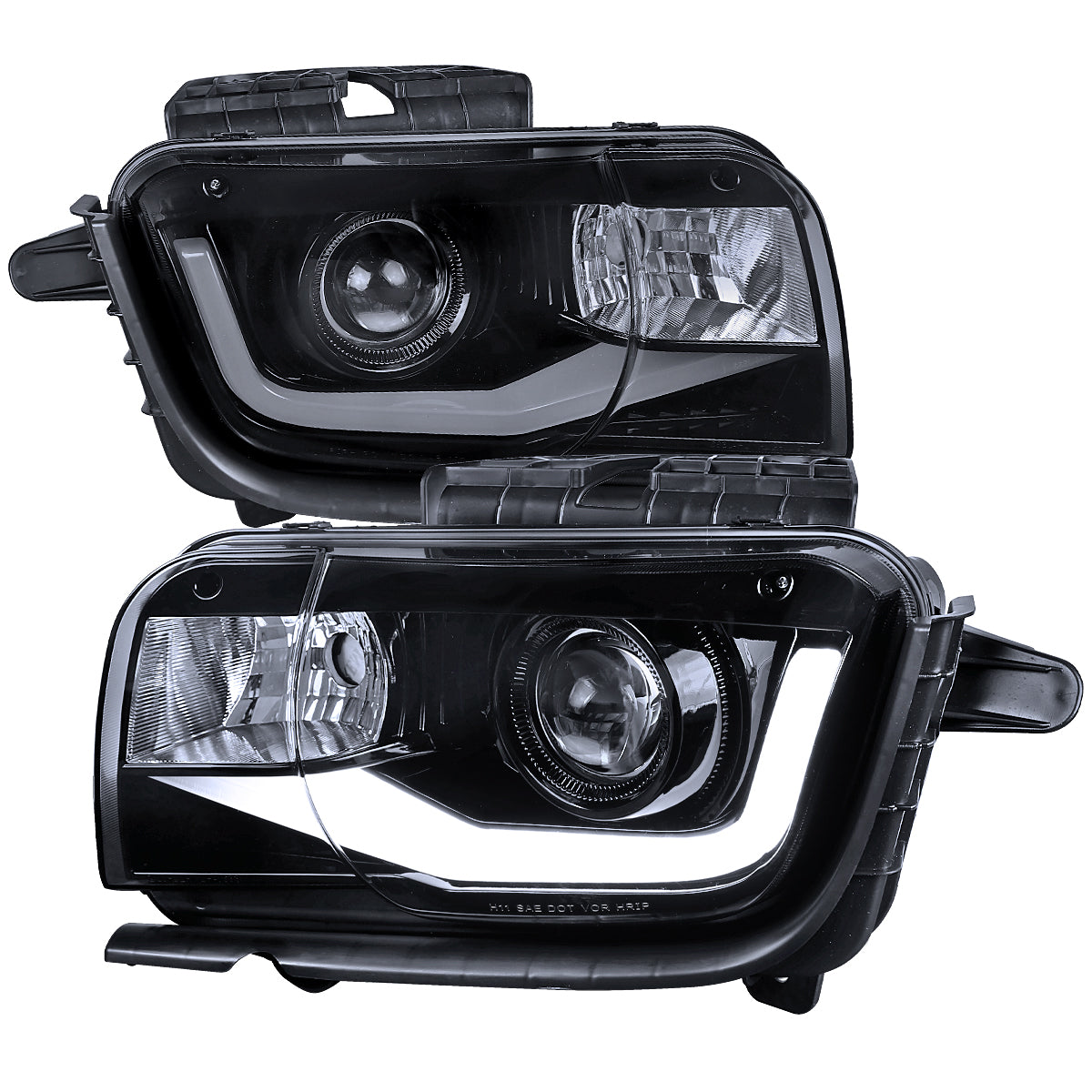 Spec-D 10-13 Chevy Camaro LED Bar Projector Headlights GL BlackSmoked