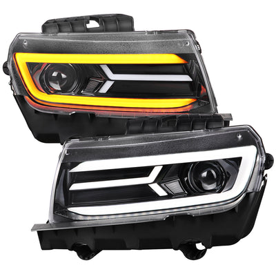 Spec-D 14-15 Chevy Camaro Sequential Headlights Jet Black