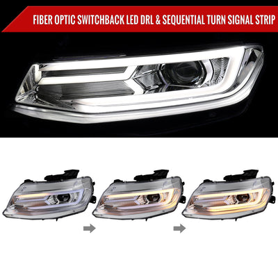 Spec-D 16-18 Chevy Camaro Sequential Projector Headlights Chrome