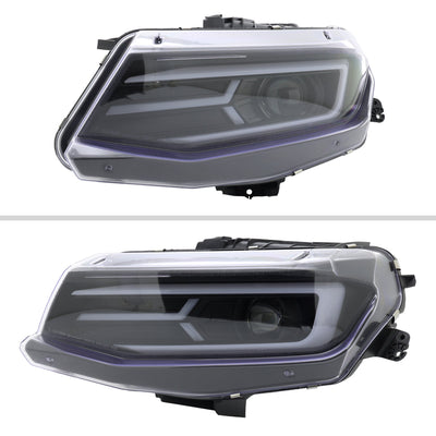 Spec-D 16-18 Chevy Camaro Headlights LED Strip Sequential Black