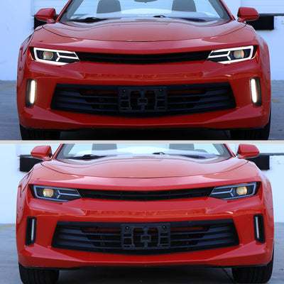 Spec-D 16-18 Chevy Camaro Headlights LED Strip Sequential Black