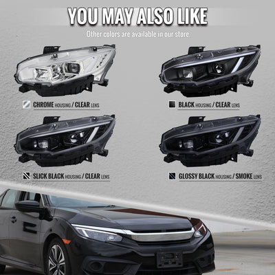 Spec-D 16-23 Toyota Tacoma Passenger Projector Headlight Chrome