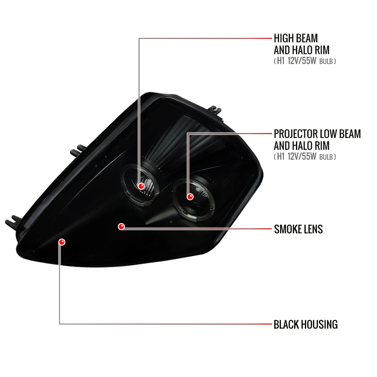 Spec-D 00-05 Mitsubishi Eclipse Dual Halo Headlights Black/Smoked