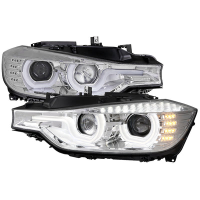 Spec-D 12-15 F30 3-Series 4DR Dual U-Bar Projector Headlights Chrome
