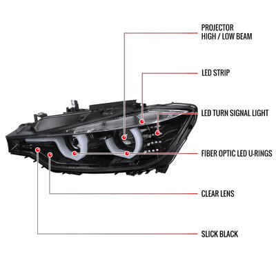 Spec-D 12-15 BMW F30 3-Series 4DR Projector Headlights HID Type Black