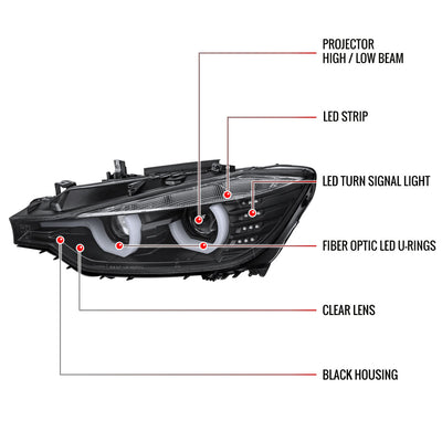 Spec-D 12-15 BMW F30 3-Series 4DR LED Projector Headlights HID Black
