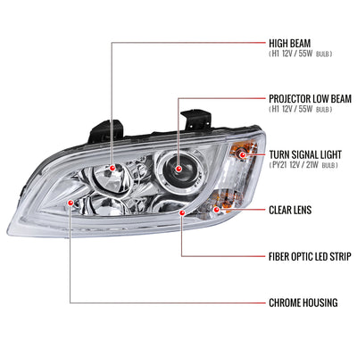 Spec-D 08-09 Pontiac G8 LED Bar Projector Headlights Chrome