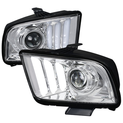 Spec-D 05-09 Ford Mustang LED Bar Projector Headlights Chrome