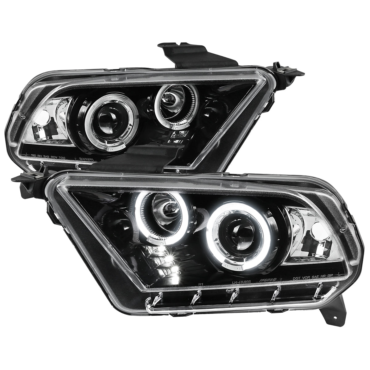 Spec-D 10-14 Ford Mustang Headlights Dual Projector Jet Black/Clear