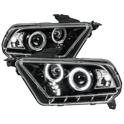 Spec-D 10-14 Ford Mustang Headlights Dual Projector Jet Black/Clear
