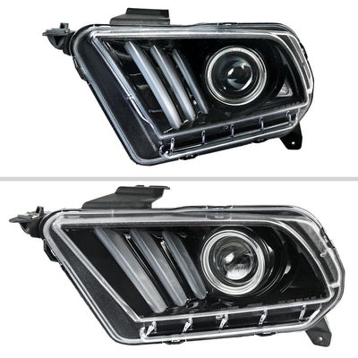 Spec-D 10-14 Ford Mustang Headlights Sequential Turn Signals Black