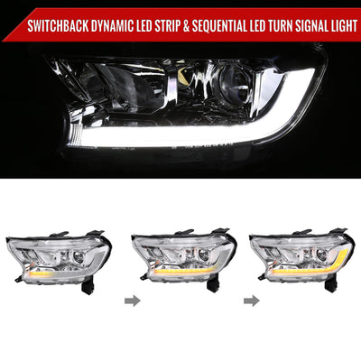 Spec-D 19-22 Ford Ranger SEQ LED Bar Projector Headlights Chrome
