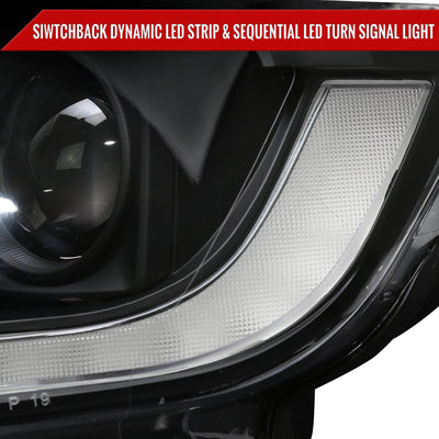 Spec-D 19-22 Ford Ranger SEQ LED Bar Projector Headlights Black