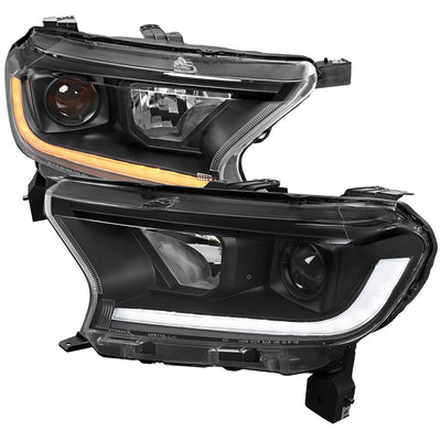 Spec-D 19-22 Ford Ranger SEQ LED Bar Projector Headlights Black