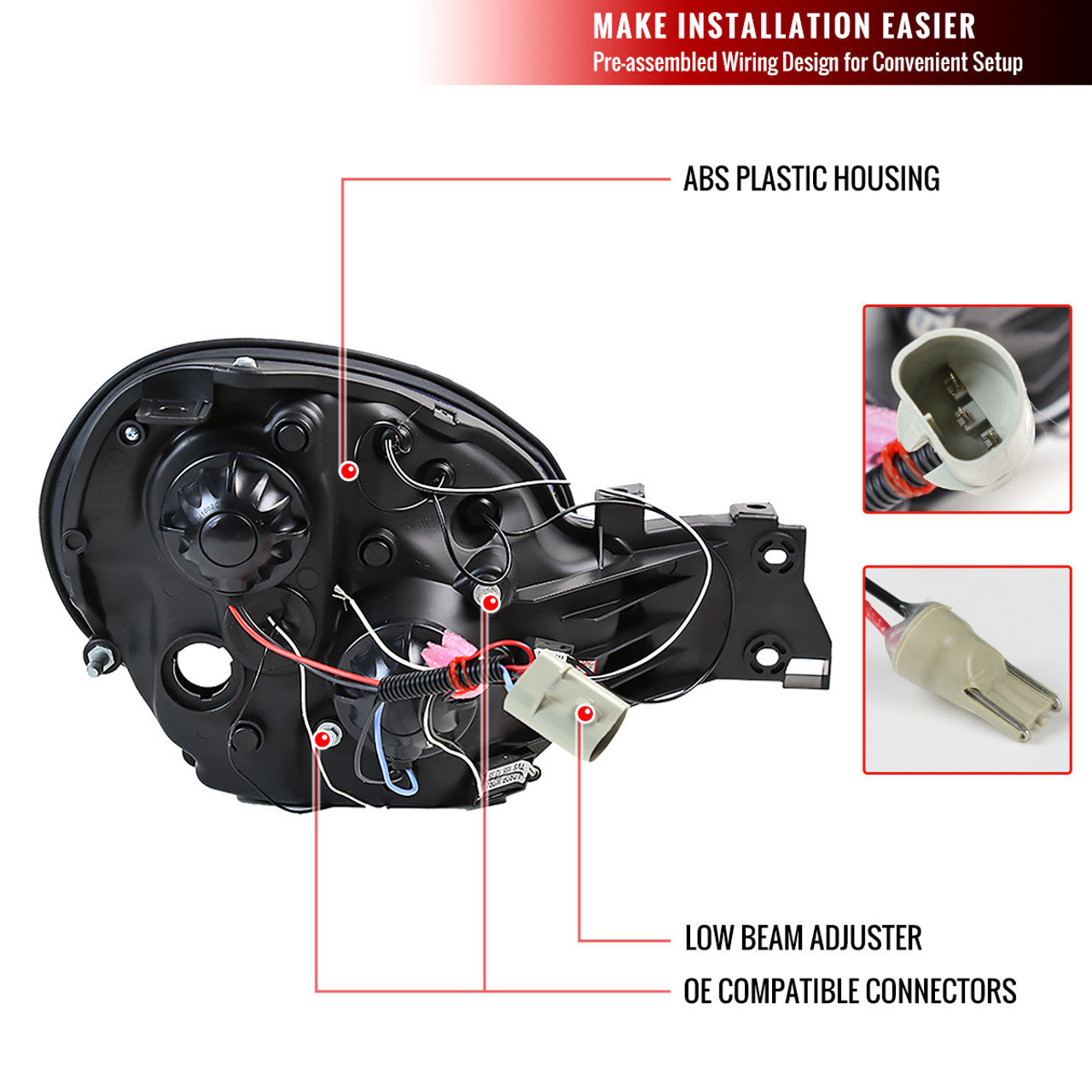 Spec-D 02-03 Subaru Impreza Halo Projector Headlights Black