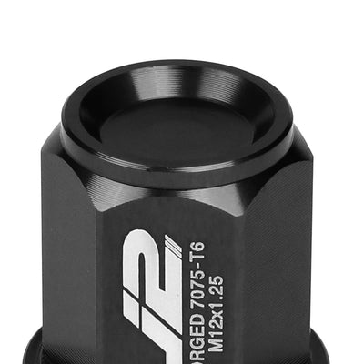 Universal Aluminum Close-End Lug Nuts - M12X1.25 35MM 20PCS Black