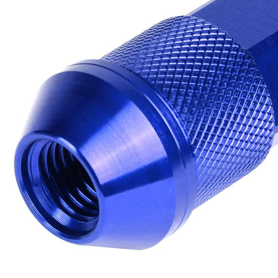 Aluminum Lug Nuts Open End 90mm M12x1.5 20pc Set with Adapter Blue