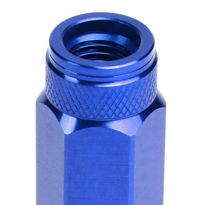 Aluminum Lug Nuts Open End 90mm M12x1.5 20pc Set with Adapter Blue