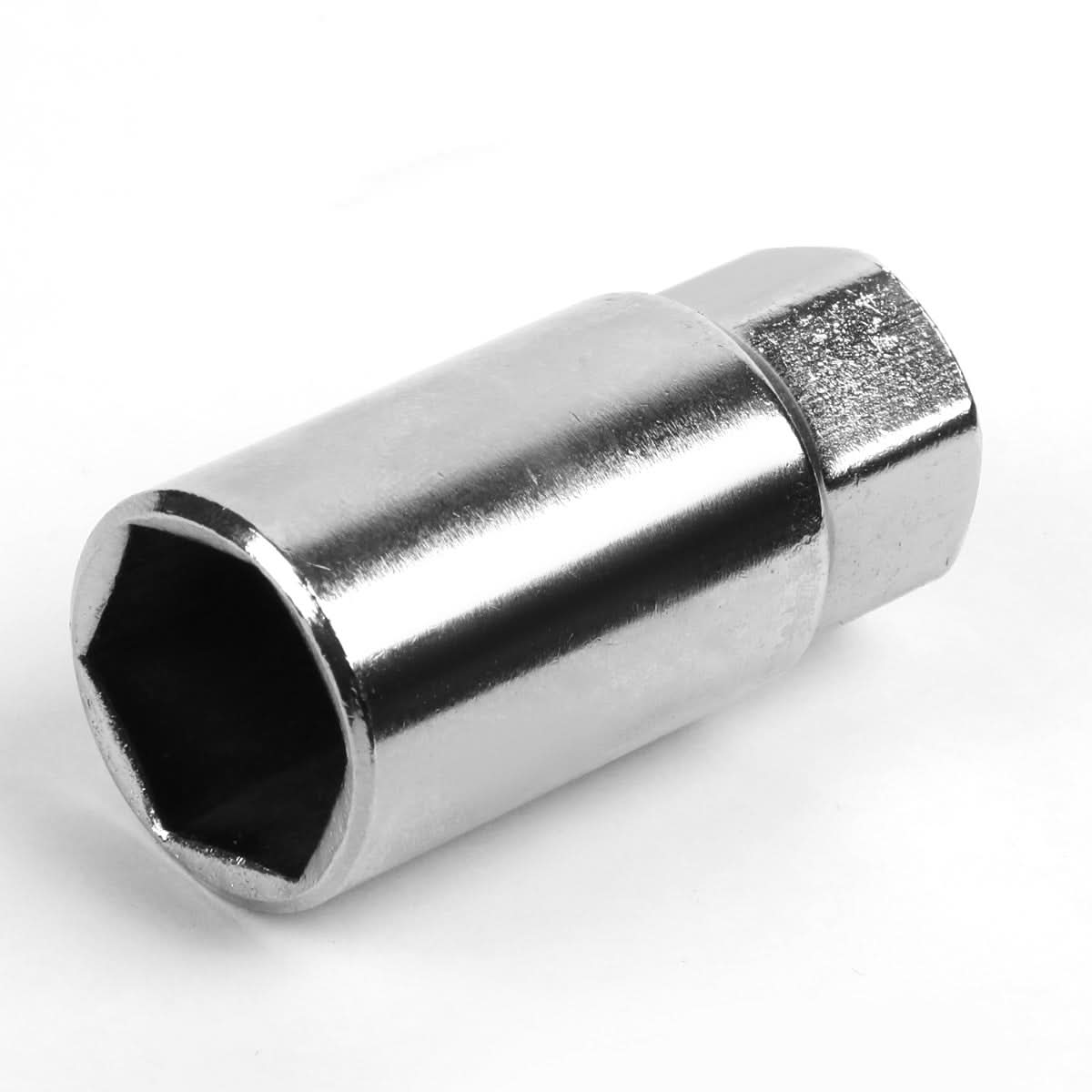 Aluminum Lug Nuts 50mm Open-End M12x1.5 20pc Set with Adapter Silver