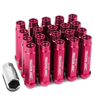 Aluminum Acorn Style Extended Lug Nuts M12x1.5 Pink 20pc Set