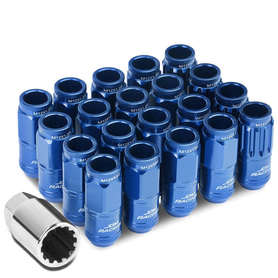 Acorn Style Aluminum Lug Nuts M12 x 1.25 50mm Blue 16 Pcs + 4 Locks
