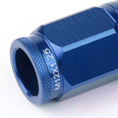 Acorn Style Aluminum Lug Nuts M12 x 1.25 50mm Blue 16 Pcs + 4 Locks