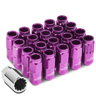 M12 x 1.25 Acorn Style Lug Nuts Set - Purple Aluminum 16pc + 4 Locks