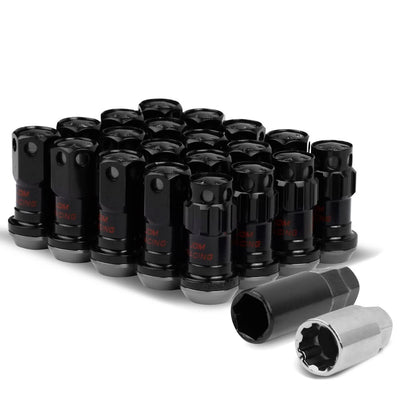 M12 x 1.25 Aluminum Lug Nuts 16pc + 4 Locks Black Closed End