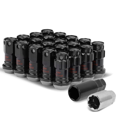 M12 x 1.25 Aluminum Lug Nuts Set - 45mm Closed End with Locks - Aluminum