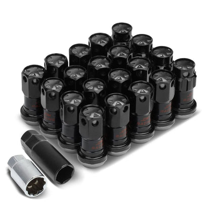 M12 x 1.25 Aluminum Lug Nuts Set - 45mm Closed End with Locks - Aluminum