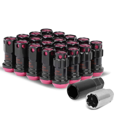 M12 x 1.5 Aluminum Lug Nuts Lock Style 16pc Set Black Pink