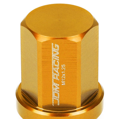 M12x1.25 Acorn Style Lug Nuts 35mm Tall 20pc Set Orange Aluminum