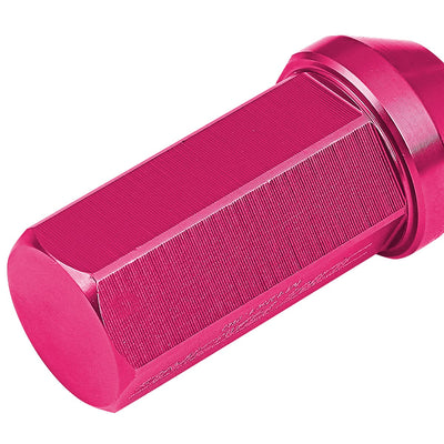 M12 x 1.5 Extended Acorn Lug Nuts 50mm Pink Aluminum 20pc Set