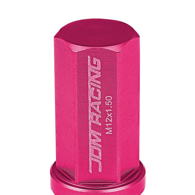 M12 x 1.5 Extended Acorn Lug Nuts 50mm Pink Aluminum 20pc Set