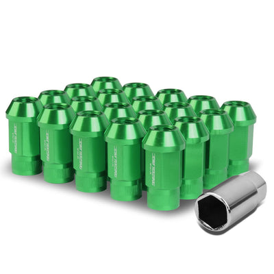 M12x1.25 Aluminum Lug Nuts - 44mm Extended Acorn Style - Green 20pc