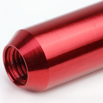 M12 x 1.25 Extended Aluminum Lug Nuts 60mm Red 16pc + 4 Locks