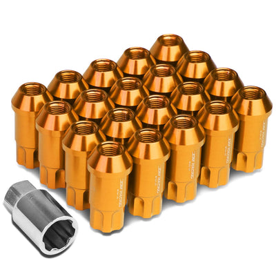 Universal L40 Style Extended Aluminum Lug Nuts M12x1.25 50mm 20pc Orange