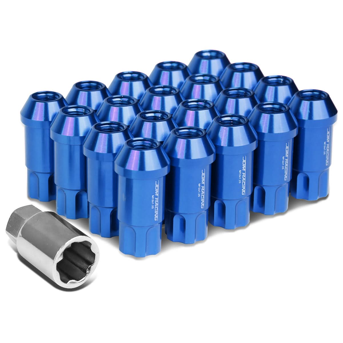 L40 Style Extended Open End Aluminum Lug Nuts M12x1.5 20pc Blue