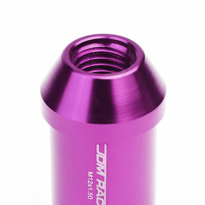 Aluminum L40 Style Extended Lug Nuts M12x1.5 50mm Purple 20pc w/ Locks