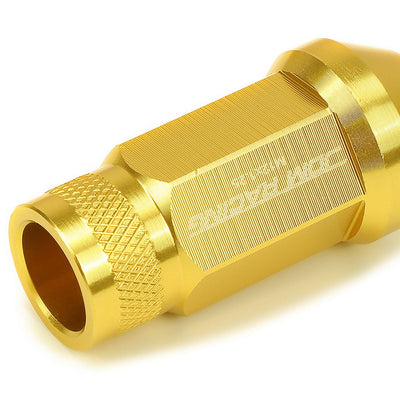 M12x1.25 Acorn Knurled Extended Lug Nuts 50mm Gold Aluminum 20pc