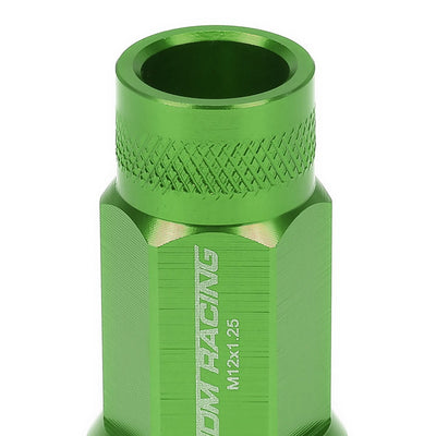 M12x1.25 Aluminum Lug Nuts - 50mm Extended Acorn Knurled - Green 20pc