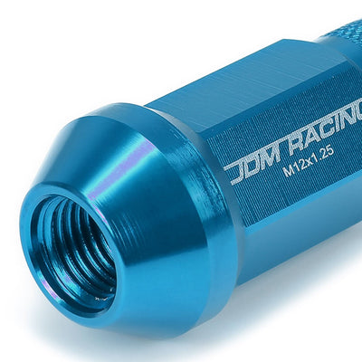 M12x1.25 Aluminum Acorn Lug Nuts 50mm Extended Open End 20pc Light Blue