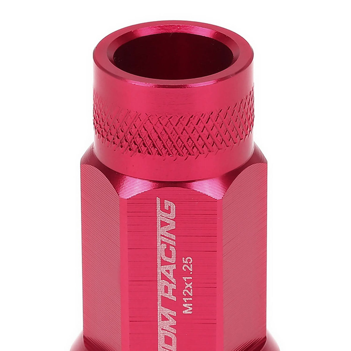 M12x1.25 Aluminum Lug Nuts - 50mm Acorn Knurled Extended 20pc Pink