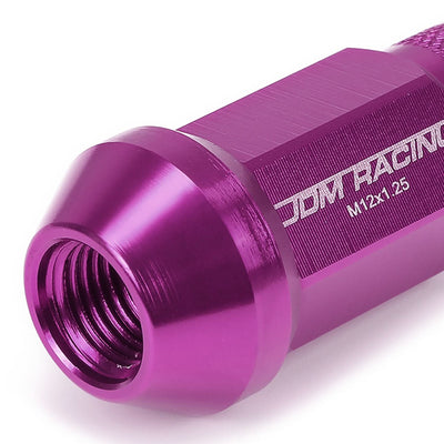 Aluminum Lug Nuts M12x1.25 Purple Acorn Knurled Extended 20pc Set