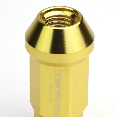 M12x1.5 Aluminum Lug Nuts 50mm Acorn Knurled Extended Open End 20pc Gold