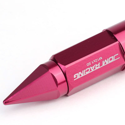 M12 x 1.5 Extended Aluminum Lug Nuts with Removable Spike 20pc Pink