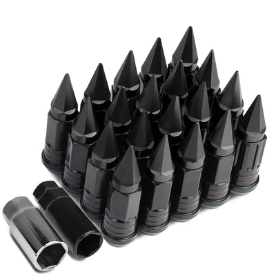 M12 x 1.5 Extended Spike Lug Nuts with Locks 16+4 Set Steel