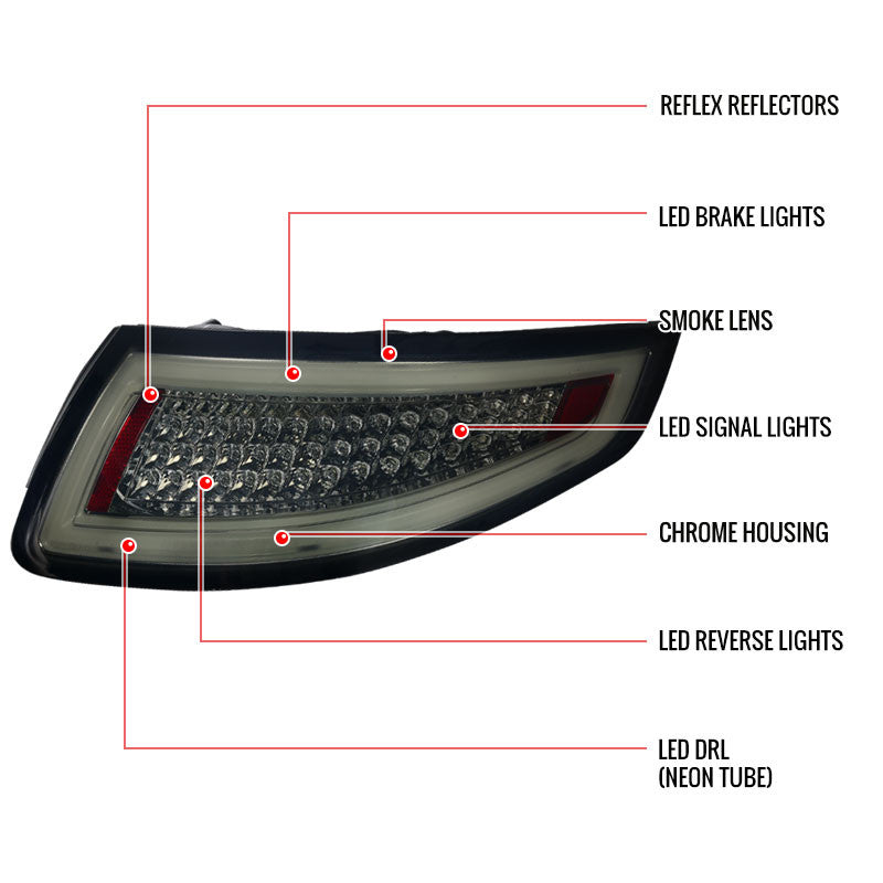 Spec-D 05-08 Porsche Carrera 997 911 LED Tail Lights Smoked