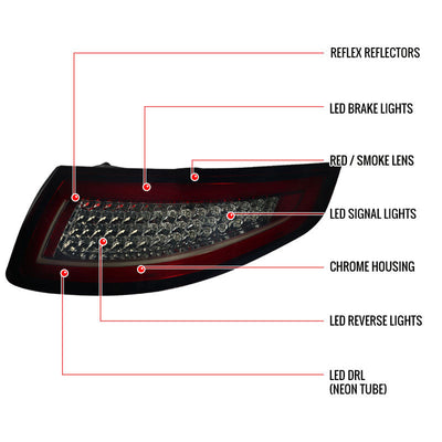 Spec-D 05-08 Porsche 997 911 LED Tail Light Red Smoked