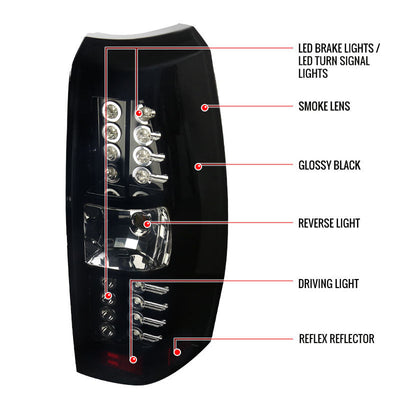 Spec-D 07-12 Avalanche LED Tail Lights Black/Smoked Lens